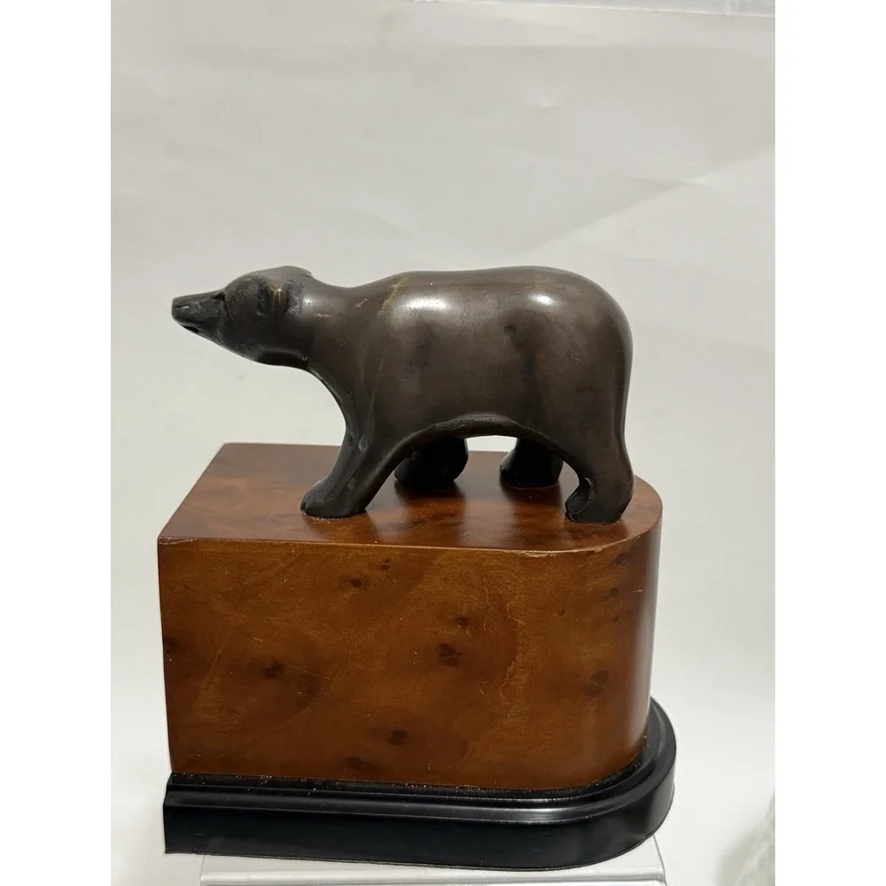 Vintage Wall Street Bookend Financial Market Office Decor Bear Side